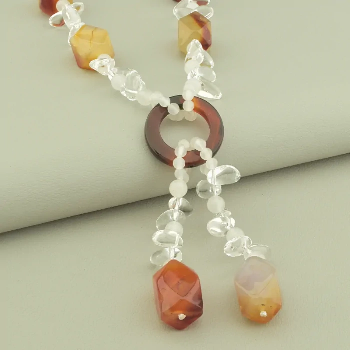 🏷️️ Намисто Сердолік, Гірський кришталь 46 см. ss_102770