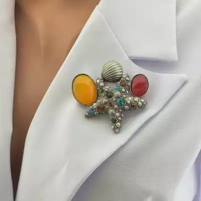 🏷️️ Брошка зірка Котяче око, Сrystal F-103182