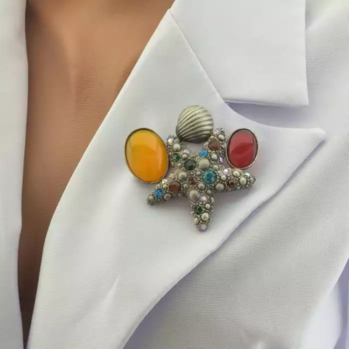 🏷️️ Брошка зірка Котяче око, Сrystal ss_103182