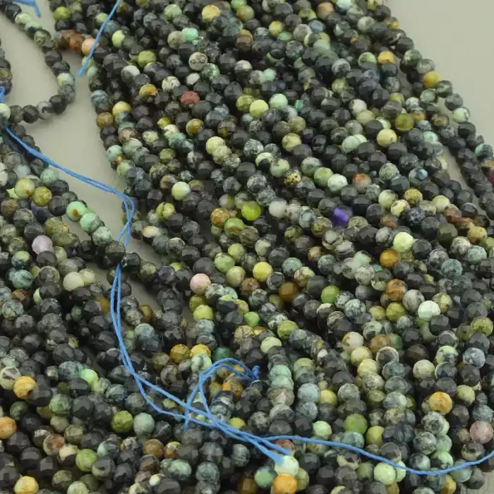 🏷️️ Намистини Хрізокола 39 см. 3,2мм. на нитці (натуральне каміння, без застібки) ss_103493