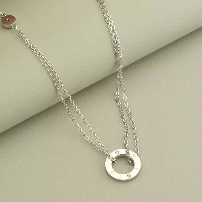 🏷️️ Підвіска Stainless Steel Фіаніт 45 см (родій) ss_103698