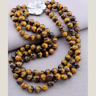 Намисто Тигрове око, Перламутр 45 см