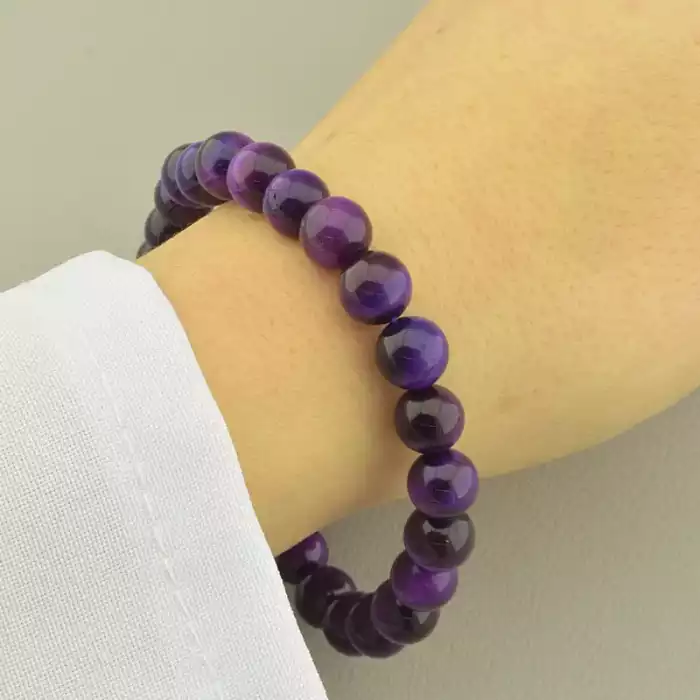 🏷️️ Браслет резинка "Котяче око" (фіолетовий, 19 см) ss_104648