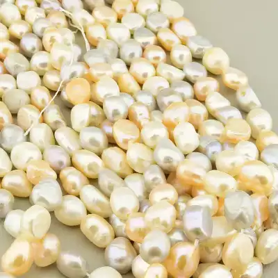 🏷️️ Намистини перли (34 см, без замку, 9х8 мм, А+, білий, рожевий, сірий) F-105257