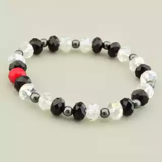 Браслет на резинці Чеський кришталь, Гематит 17 см