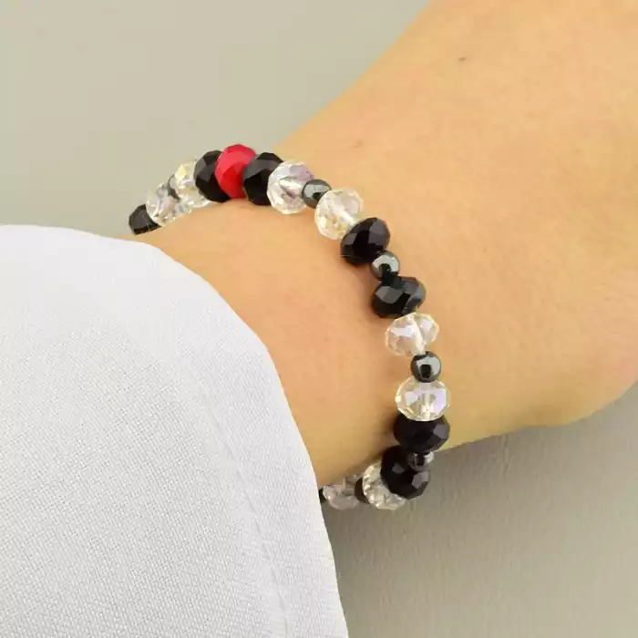 🏷️️ Браслет на резинці Чеський кришталь, Гематит 17 см F-105866