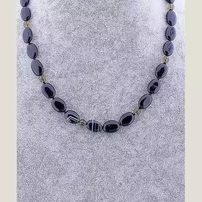 🏷️️ Намисто Агат, Раухтопаз 49 см F-70642