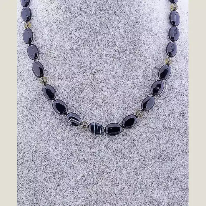 🏷️️ Намисто Агат, Раухтопаз 49 см ss_70642