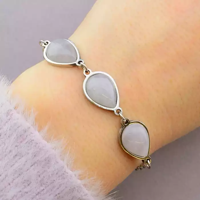 🏷️️ Браслет з карабіном Рожевий кварц 19 см ss_50467