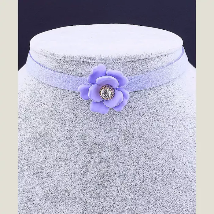 Чокер фіолетовий з квіткою FJ Замша 30 см ss_35598 ss_35598