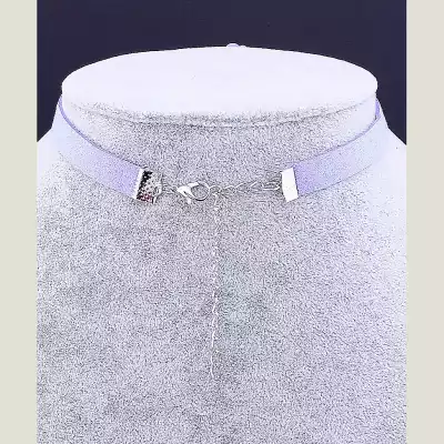 🏷️️ Чокер фіолетовий з квіткою FJ Замша 30 см Crystal (застібка карабін) F-35598