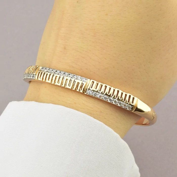 🏷️️ Браслет шарнірний Xuping Фіаніт 17 см (позолота/родій) ss_64449