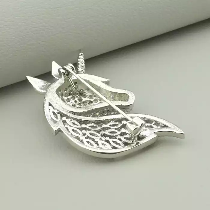 🏷️️ Брошка єдиногір Фіаніт (родій) ss_94760