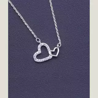 Підвіска серце Фіаніт 40 см (срібло)