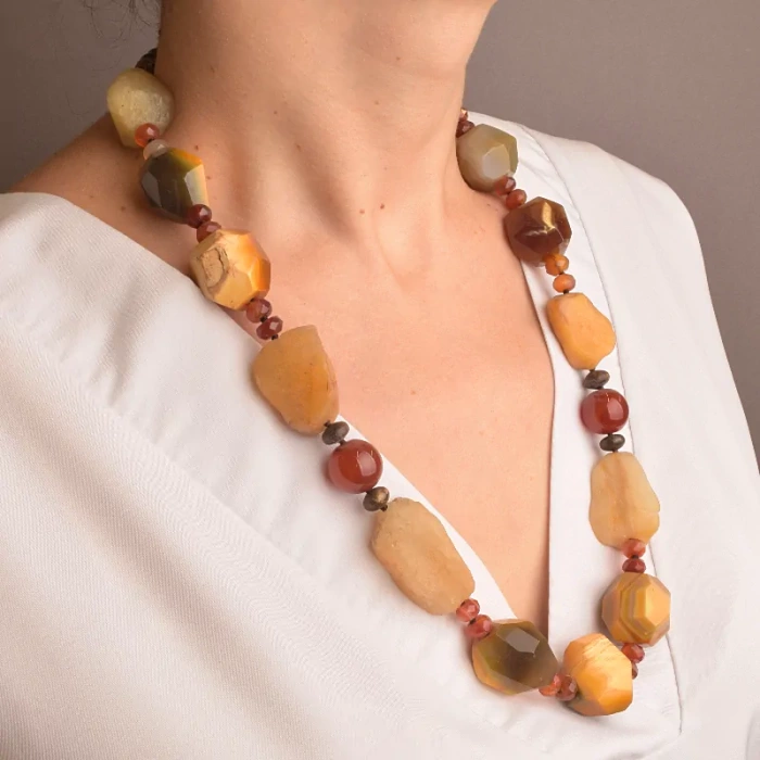 🏷️️ Намисто Яшма, Сердолік 60 см. ss_88007