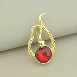 Брошка змія Фіаніт (позолота 18к)