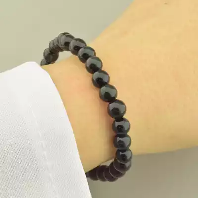 🏷️️ Браслет резинка "Котяче око" (синьо-чорний, 20 см) F-104649