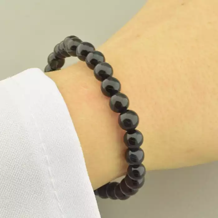 🏷️️ Браслет резинка "Котяче око" (синьо-чорний, 20 см) ss_104649