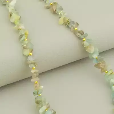 🏷️️ Підвіска з аквамарином крихітка (41 см, синьо-зелена, позолота 18к, карабін) F-104749