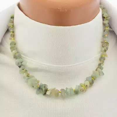 🏷️️ Підвіска з аквамарином крихітка (41 см, синьо-зелена, позолота 18к, карабін) F-104749