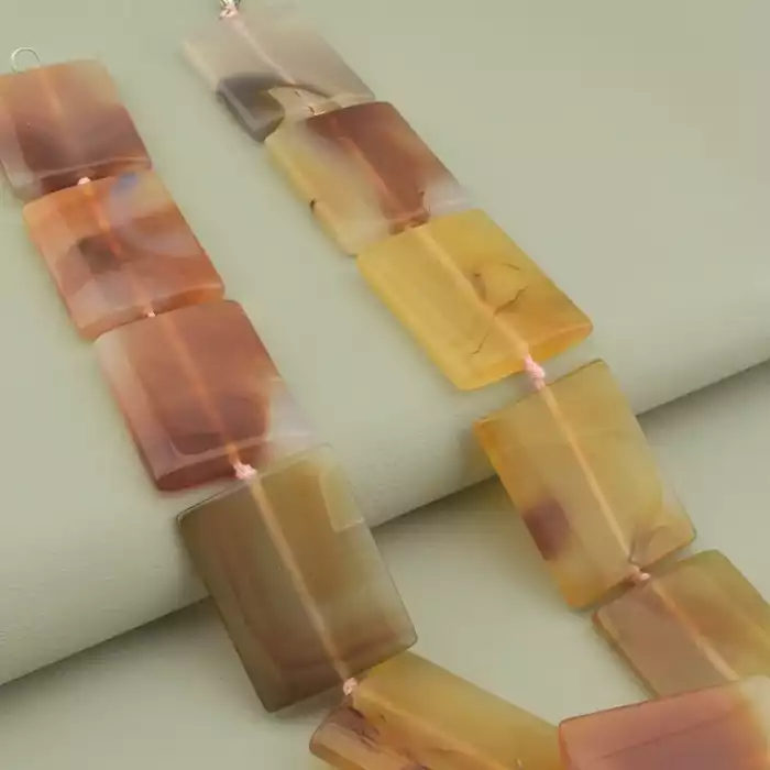 🏷️️ Намисто агат (49 см, карабін, сірий, коричневий, срібний, сталь) ss_105050