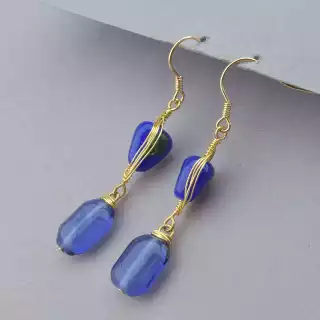 Сережки петельки Xuping Кварц (позолота 18к)