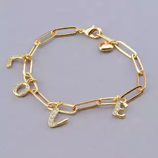 Браслет з карабіном Xuping Фіаніт 19 см. (позолота 18к)