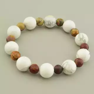 Браслет на резинці Кахолонг, Яшма 18 см