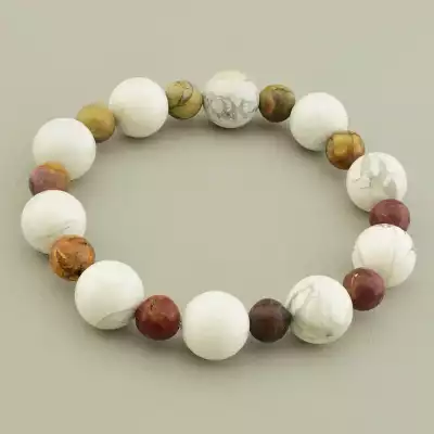 Браслет на резинці Кахолонг, Яшма 18 см