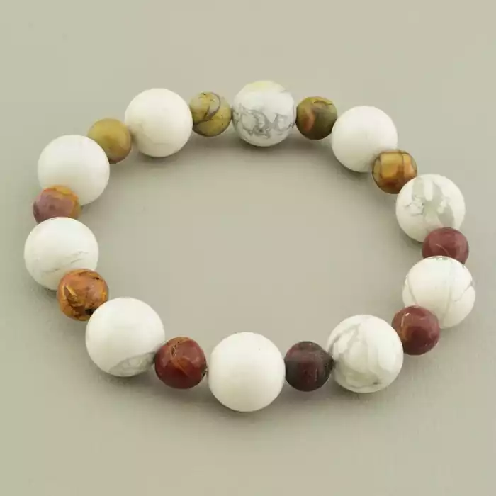 🏷️️ Браслет на резинці Кахолонг, Яшма 18 см ss_105767