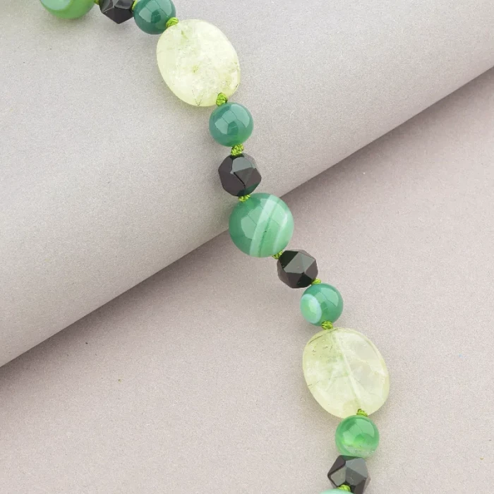 🏷️️ Намисто Агат, Пренит 58 см. ss_91085