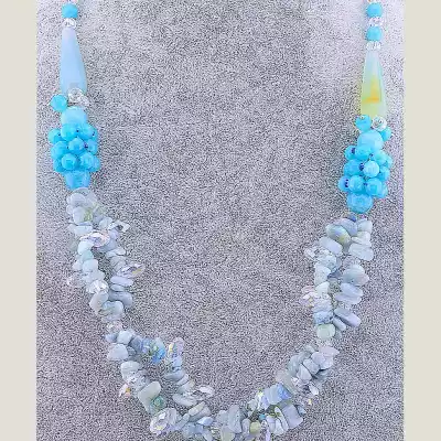 🏷️️ Намисто Аквамарин 60 см F-36702