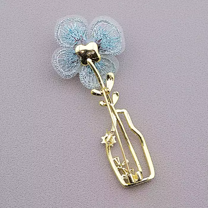 🏷️️ Брошка квітка Майорка, Фіаніт (позолота 18к) ss_82659