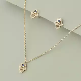 Підвіска + Сережки Saiya Фіаніт 41 см. (позолота 18к (рожева))