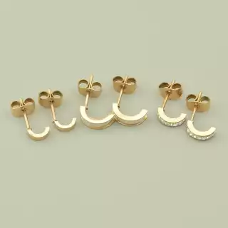 Сережки цвяшки 3 пари Stainless Steel Фіаніт (позолота 18к (рожева))