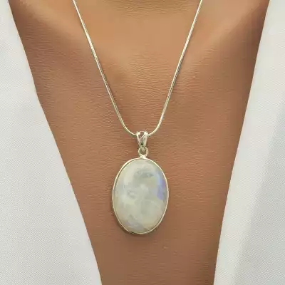 🏷️️ Кулон Місячний камінь 32х21мм. (cрібло 925 проба) F-104340