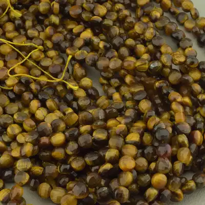 🏷️️ Намистини Тигрове око 38 см. на нитці (натуральне каміння, без застібки) F-104447