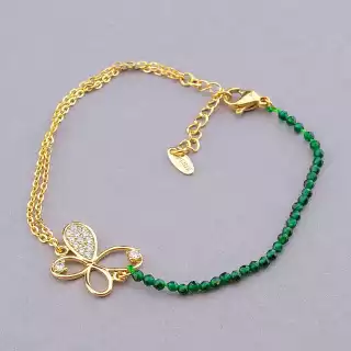 Браслет з карабіном Xuping Фіаніт 18 см (позолота 18к)