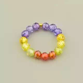 Каблучка з різнокольоровим цирконом (гранованої форми)